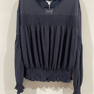 Joie Dark Blue Smocked Blouse